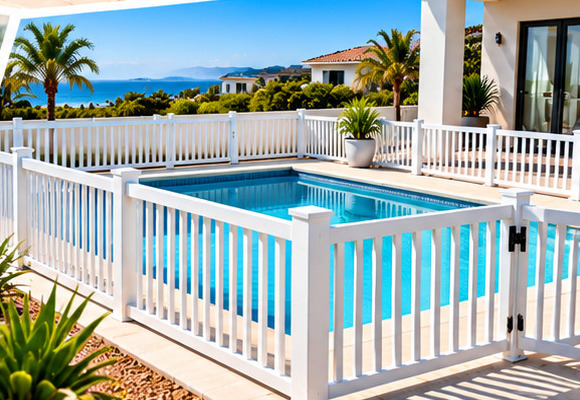 White PVC swimming-pool barriers and railings