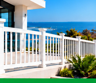White PVC poolside railing